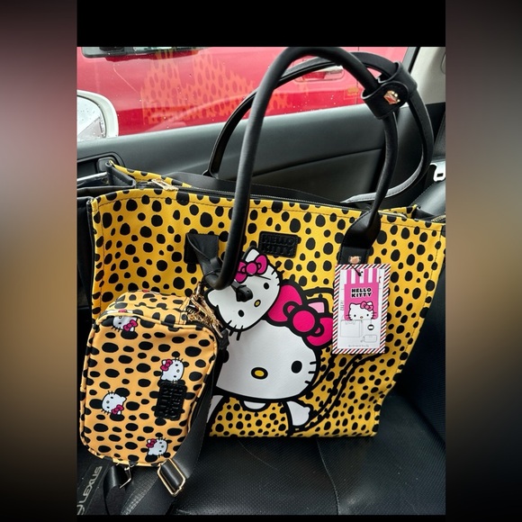 Hello Kitty Handbags - BRAND NEW Hello Kitty Cheetah Print Travel Tote 3 PCS